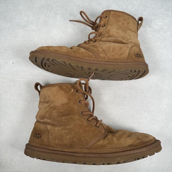 UGG Chukka Boots Mens Size 9 Chestnut Suede Sheepskin Lined Lace Up 1016472
